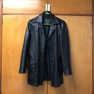 90s Leather Coat M